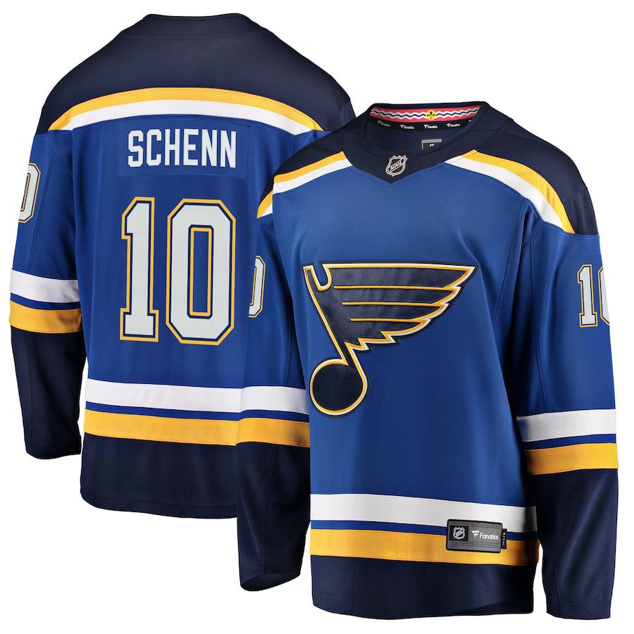Men St. Louis Blues 10 Brayden Schenn Fanatics Branded Blue Breakaway Player NHL Jersey